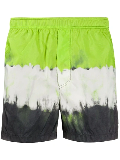 Shop Valentino Tie-dye Print Swim Shorts In Green