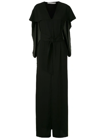 Shop Reinaldo Lourenço Cape-effect Long Dress In Black