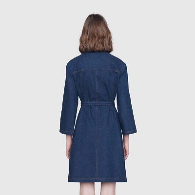 Shop Gucci Short Denim Dress With  Boutique In Blue