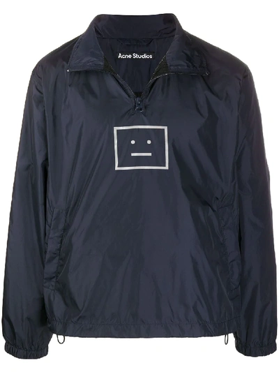 Shop Acne Studios Face-motif Lightweight Jacket In Blue