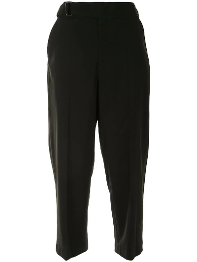 Shop Yohji Yamamoto Cropped Tailored Trousers In Black