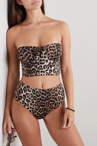 Shop Ganni Leopard-print Underwired Bikini Top In Leopard Print