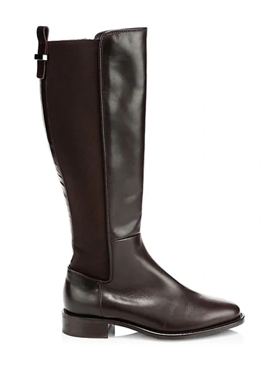 Shop Aquatalia Nastia Leather Knee-high Boots In Black