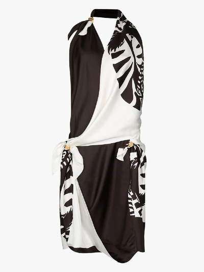 Shop Bottega Veneta Zebra Print Scarf Dress In Brown