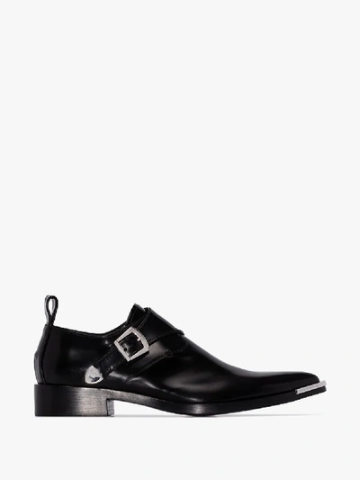 Shop Paco Rabanne Black Western Leather Loafers