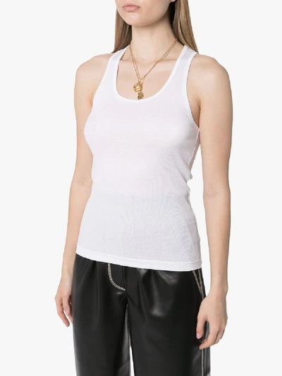 Shop Nanushka White Baylee Sleeveless Cotton Vest