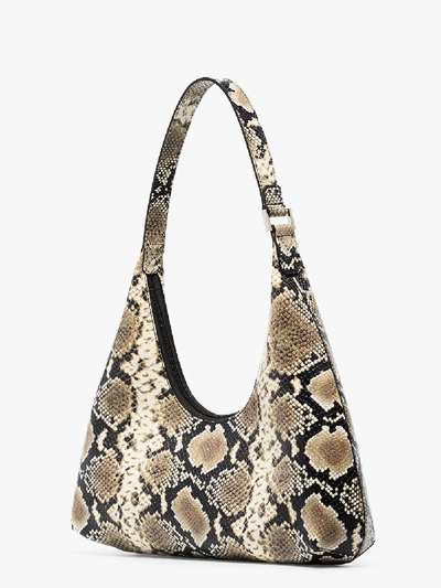 Shop By Far Green Amber Snake Print Shoulder Bag