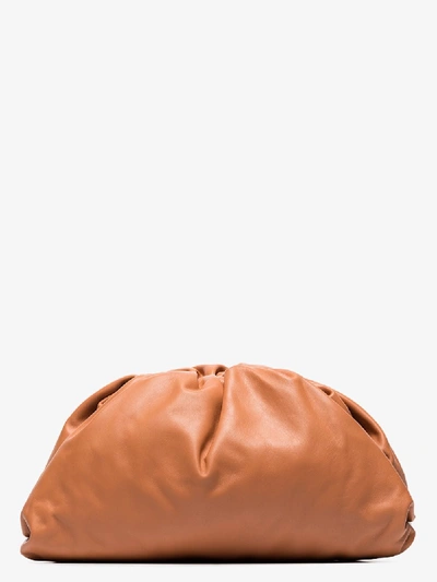 Shop Bottega Veneta Brown The Pouch Leather Clutch Bag