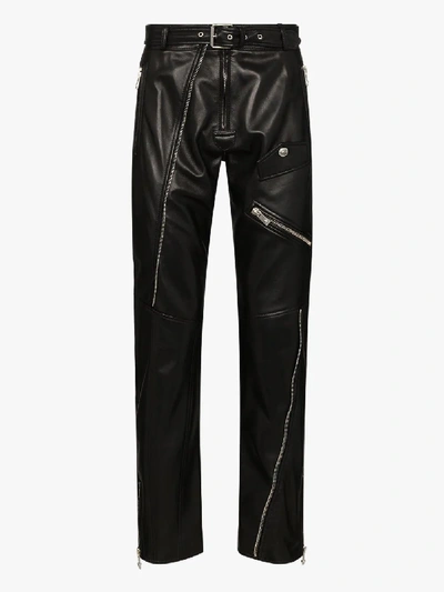 Shop Versace Mens Black Zip-detail Straight-leg Trousers