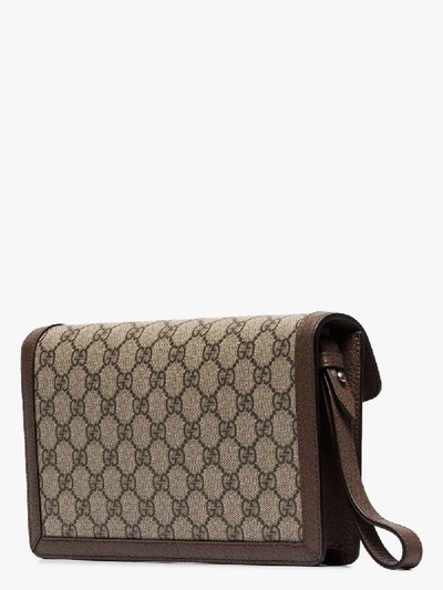 Shop Gucci Brown Dionysus Gg Supreme Clutch Bag In Neutrals