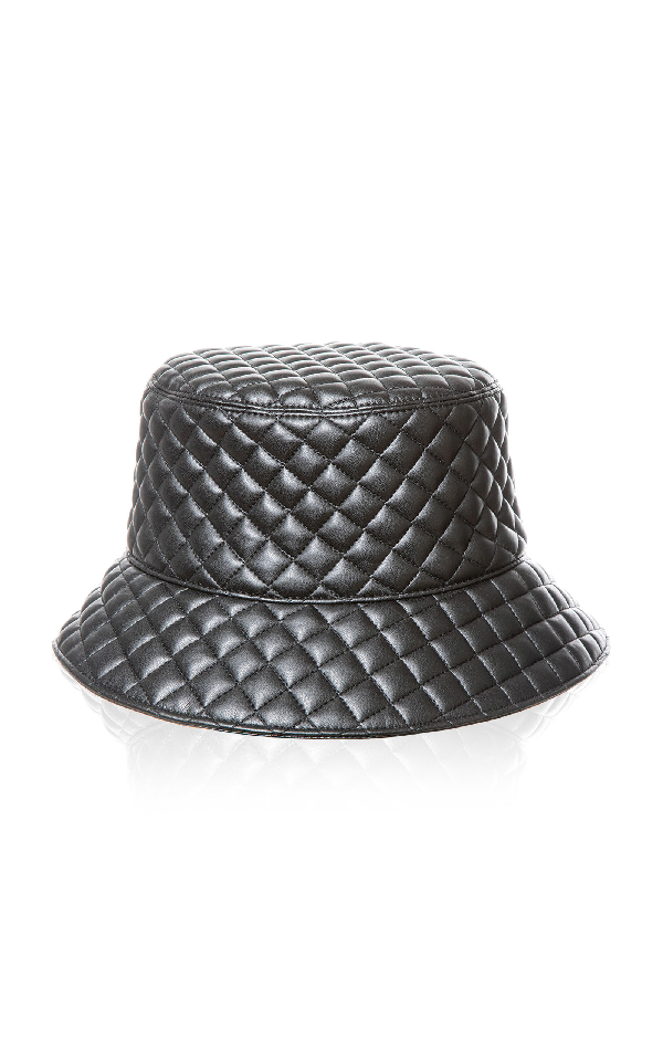 Eric Javits Quilty Quilted-leather Bucket Hat In Black | ModeSens