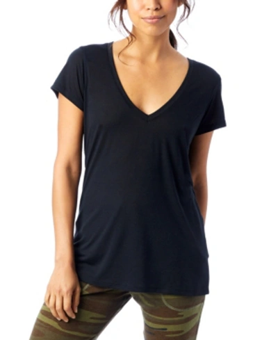 Shop Alternative Apparel Slinky Jersey Women's V-neck T-shirt In Black