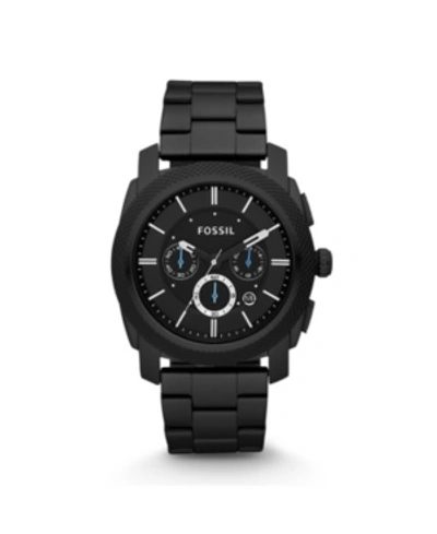 Shop Fossil Machine Chronograph Black Stainless Steel Watch 45mm