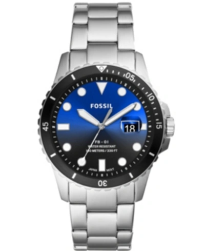 Shop Fossil Fb-01 Three-hand Date Stainless Steel Watch 42mm In Silver