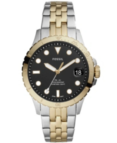 Shop Fossil Fb-01 Three-hand Date Two-tone Stainless Steel Watch 36mm In Two Tone