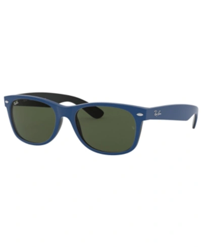 Shop Ray Ban Ray-ban New Wayfarer Sunglasses, Rb2132 55 In Top Rubber Blue On Shiny Black/green