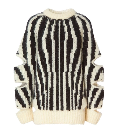 Shop Burberry Jacquard Cut-out Sweater