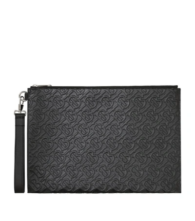 Shop Burberry Tb Monogram Leather Zip Pouch