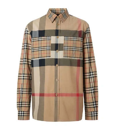 Shop Burberry Patchwork Check Shirt