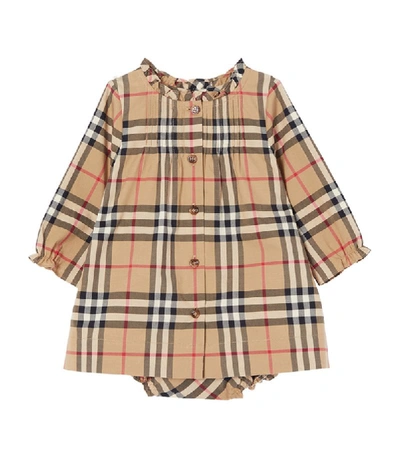 Shop Burberry Kids Vintage Check Dress And Bloomers Set (1-18 Months)