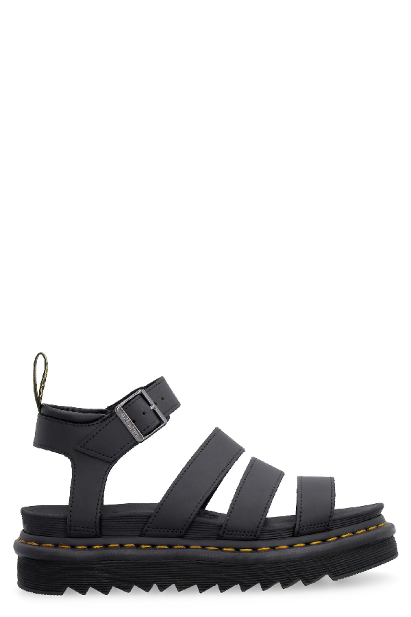 dr martens blaire leather strappy flat sandals in black