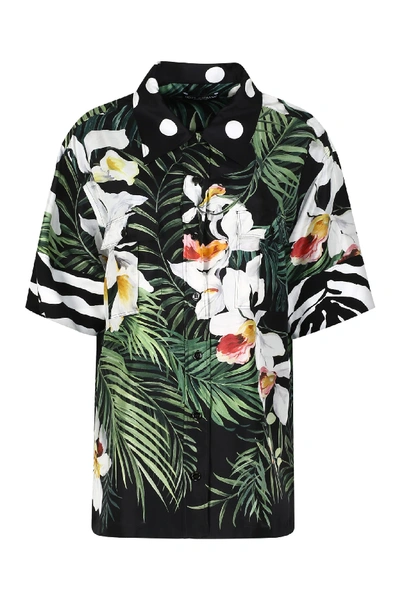 Shop Dolce & Gabbana Oversize Printed Silk Shirt In Multicolor