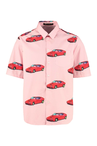 Shop Versace Printed Cotton Shirt In Pink