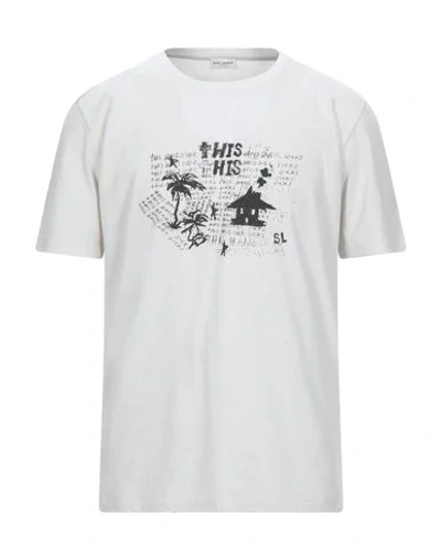 Shop Saint Laurent T-shirts In Light Grey