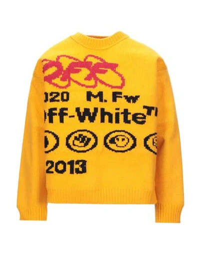 Shop Off-white Man Sweater Ocher Size S Wool, Polyamide, Cotton, Polyester In Yellow