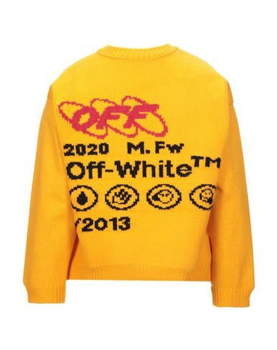 Shop Off-white Man Sweater Ocher Size S Wool, Polyamide, Cotton, Polyester In Yellow