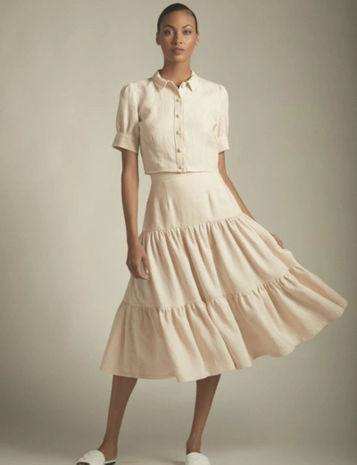 Shop Amaiò Clara Midi Skirt - Natural Linen