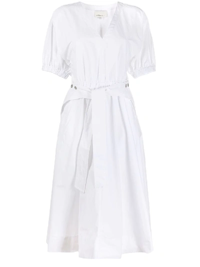 3.1 Phillip Lim Utility Belted Dress With Gathered Sleeves In White