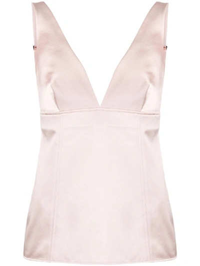 Shop Givenchy V-neck Satin Top In Pink