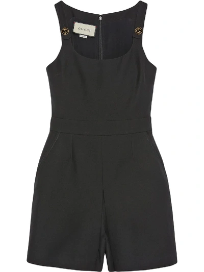Shop Gucci Interlocking G Buttons Playsuit In Black
