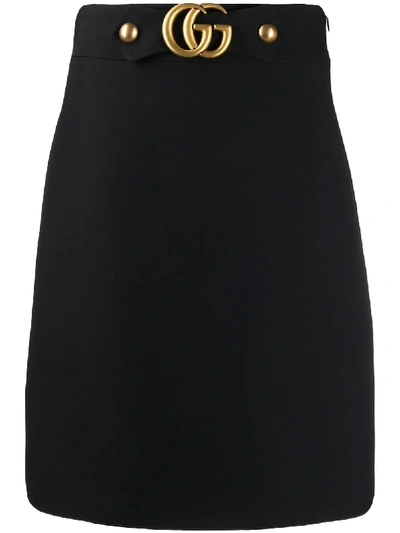 Shop Gucci Double G Buckle A-line Skirt In Black