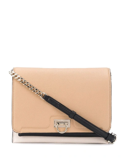 Shop Ferragamo Trifolio Flap Bag In Neutrals