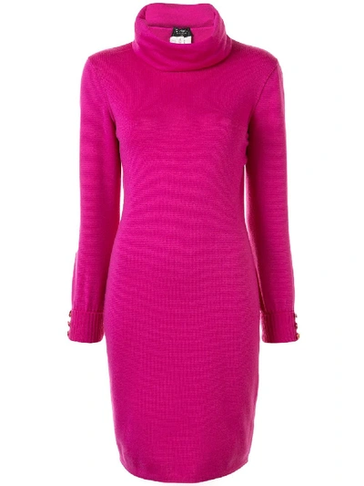 Pre-owned Chanel Funnel Neck Knitted Dress In Pink