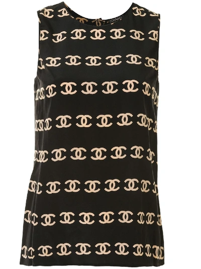 Pre-owned Chanel Interlocking Cc Top In Black
