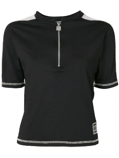 Pre-owned Chanel Zip Front Top In Black