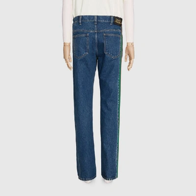 Shop Gucci Regular Fit Marble Washed Jeans In Blue
