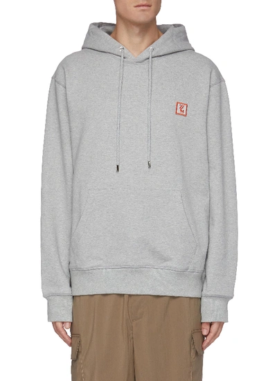 Shop Wooyoungmi Embroidered Logo Patch Cotton Hoodie In Grey