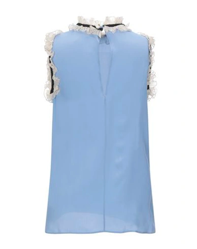 Shop Gucci Silk Top In Slate Blue