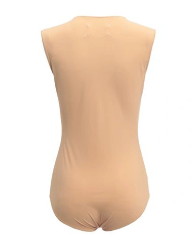 Maison Margiela Elastic Polyamide Bodysuit In Beige
