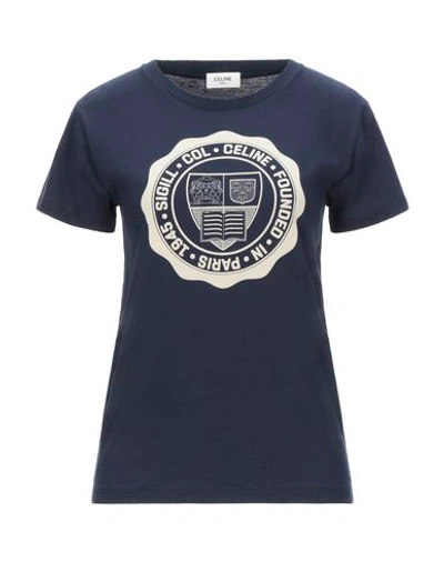 Shop Celine T-shirt In Dark Blue