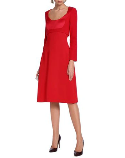 Shop Antonio Berardi Woman Midi Dress Red Size 4 Viscose, Elastane, Virgin Wool, Cotton, Silk