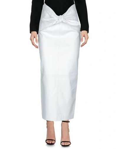 Shop Attico The  Woman Maxi Skirt White Size 6 Lambskin