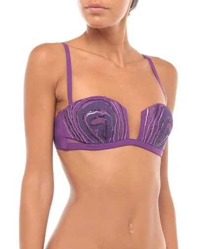 Shop La Perla Bikini Tops In Purple
