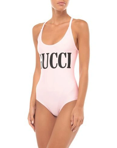 Shop Gucci One-piece Swimsuits In Light Pink
