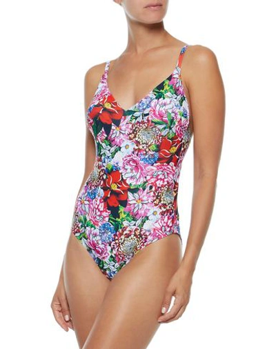 Shop Mary Katrantzou One-piece Swimsuits In Fuchsia