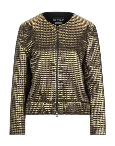 Shop Boutique Moschino Woman Blazer Gold Size 2 Polyester, Cotton, Acrylic, Metallic Fiber, Triacetate